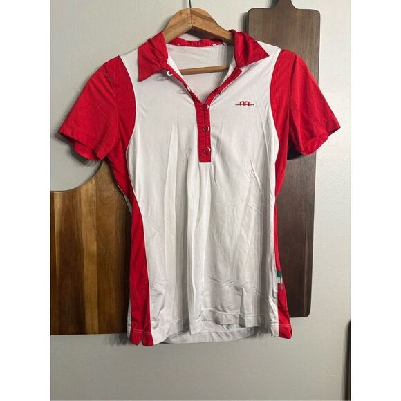 Alessandro Albanese Red White Short Sleeve Collared Riding Polo Shirt Size XS - Picture 1 of 4